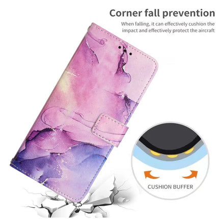 For Samsung Galaxy A06 Stand Case Marble Pattern PU Leather Wallet Phone Cover with Wrist Strap