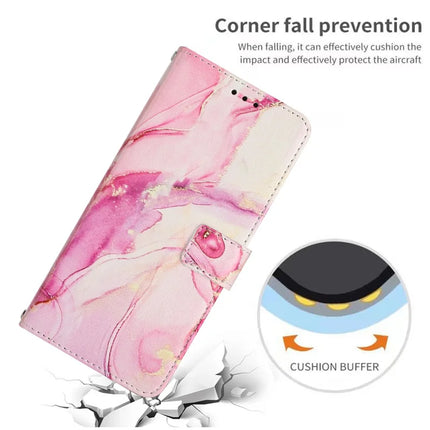 For Samsung Galaxy A06 Stand Case Marble Pattern PU Leather Wallet Phone Cover with Wrist Strap