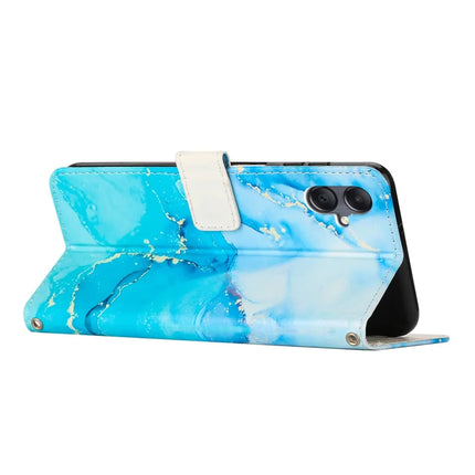 For Samsung Galaxy A06 Stand Case Marble Pattern PU Leather Wallet Phone Cover with Wrist Strap