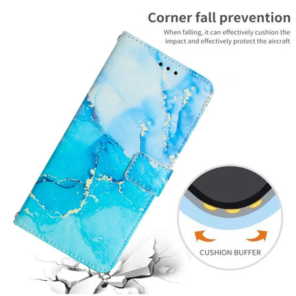 For Samsung Galaxy A06 Stand Case Marble Pattern PU Leather Wallet Phone Cover with Wrist Strap