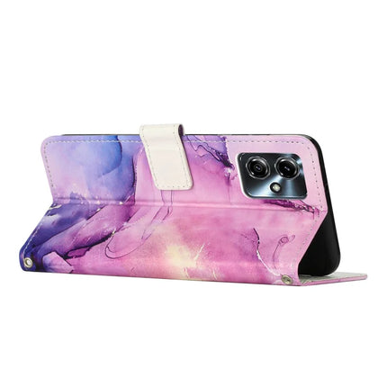 Stand Case for Motorola Moto G54 Power 5G / G14 4G / G54 5G / G64 5G Marble Pattern PU Leather Wallet Phone Cover