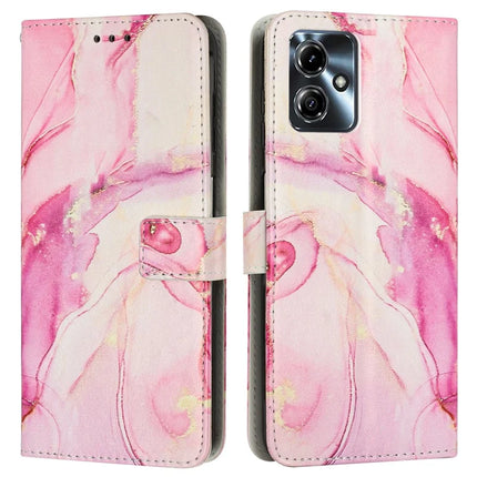 Stand Case for Motorola Moto G54 Power 5G / G14 4G / G54 5G / G64 5G Marble Pattern PU Leather Wallet Phone Cover - Rose Gold
