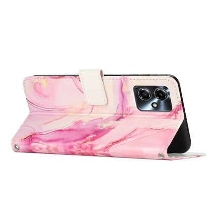 Stand Case for Motorola Moto G54 Power 5G / G14 4G / G54 5G / G64 5G Marble Pattern PU Leather Wallet Phone Cover