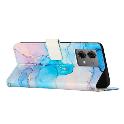 For Motorola Moto G84 5G Stand Case Marble Pattern PU Leather Wallet Phone Cover with Wrist Strap