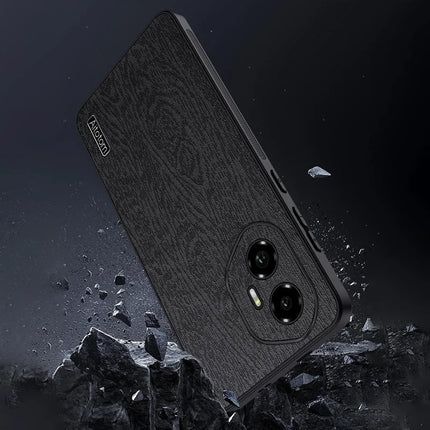 For Honor 300 Case Wood Texture PU Leather Coated PC TPU Phone Cover