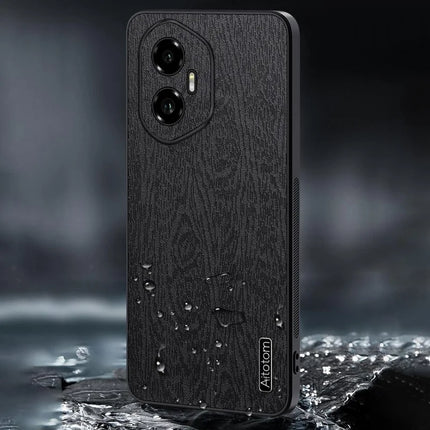For Honor 300 Case Wood Texture PU Leather Coated PC TPU Phone Cover