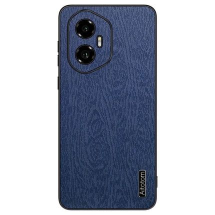 For Honor 300 Case Wood Texture PU Leather Coated PC TPU Phone Cover - Blue