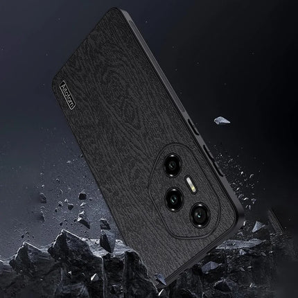 For Honor 300 Pro Case Wood Texture PU Leather Coated PC TPU Phone Cover