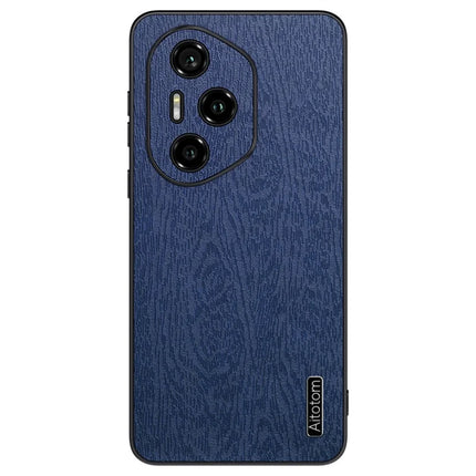 For Honor 300 Pro Case Wood Texture PU Leather Coated PC TPU Phone Cover - Blue