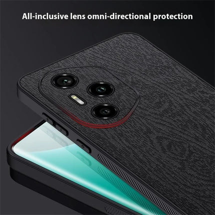 For Honor 300 Pro Case Wood Texture PU Leather Coated PC TPU Phone Cover