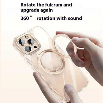 For iPhone 16 Pro Max Case Compatible with MagSafe Gear Fulcrum Kickstand Electroplating Lens Frame PC + TPU Phone Cover