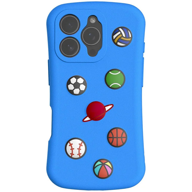 For iPhone 16 Pro Max Case Galaxy Series Pattern EVA Anti Drop Phone Cover - Blue
