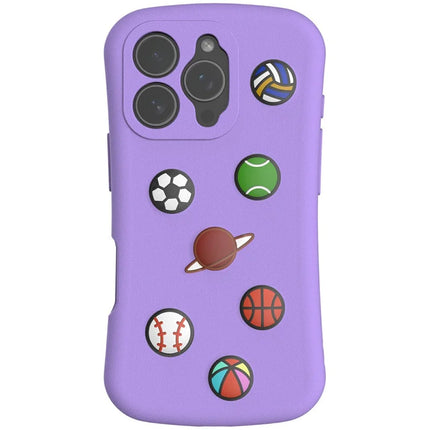 For iPhone 16 Pro Max Case Galaxy Series Pattern EVA Anti Drop Phone Cover - Purple