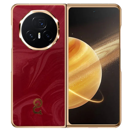 For Honor Magic V3 5G Case PU Leather Hard PC Folding Phone Cover - Red