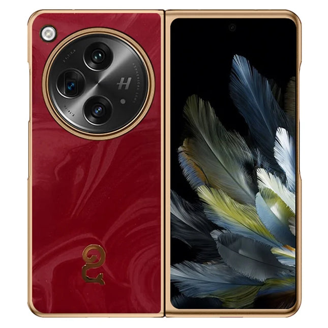For Oppo Find N3 5G Case PU Leather Hard PC Folding Phone Cover - Red