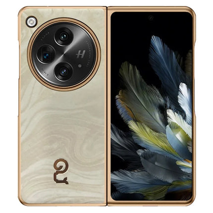 For Oppo Find N3 5G Case PU Leather Hard PC Folding Phone Cover - Yellow