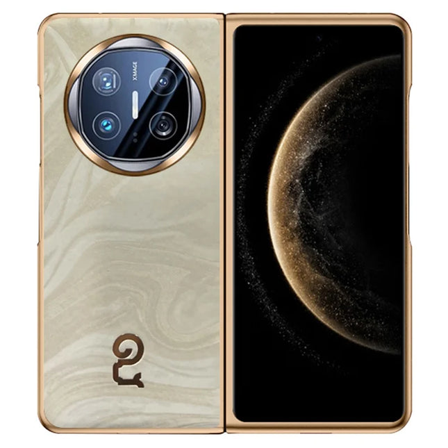 For Huawei Mate X6 Case PU Leather Hard PC Folding Phone Cover - Yellow