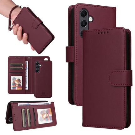 BETOPNICE 005 For Samsung Galaxy A16 4G / 5G Stand Case PU Leather Wallet Phone Cover - Wine Red