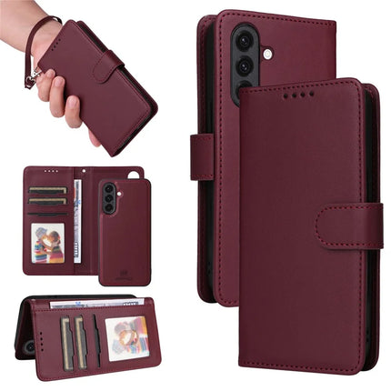 BETOPNICE 005 For Samsung Galaxy A36 5G Stand Case PU Leather Wallet Phone Cover - Wine Red