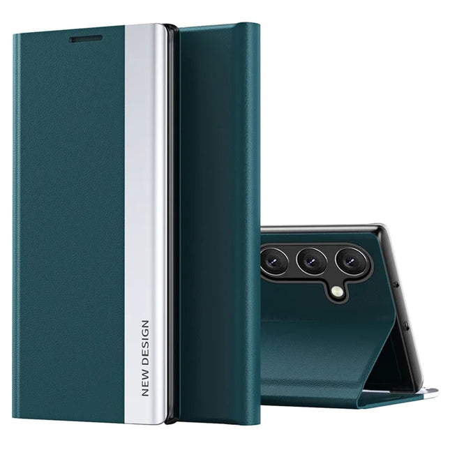 For Samsung Galaxy A56 5G Case Antidrop Leather Phone Cover with Stand - Green
