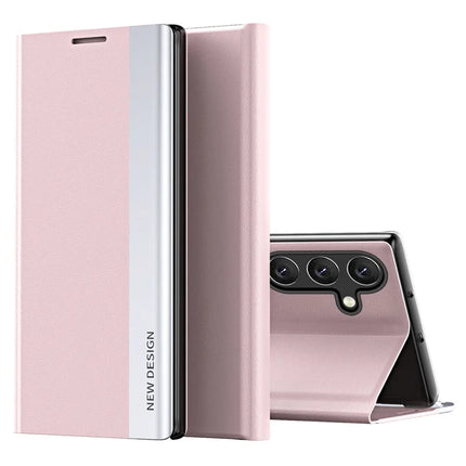 For Samsung Galaxy A56 5G Case Antidrop Leather Phone Cover with Stand - Pink