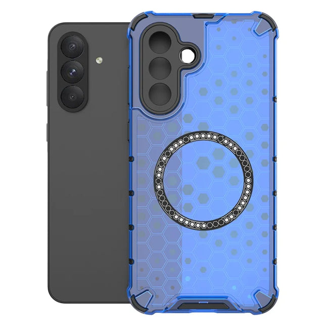 For Samsung Galaxy A26 5G Case Compatible with MagSafe Honeycomb Design TPU + PC Phone Cover - Blue