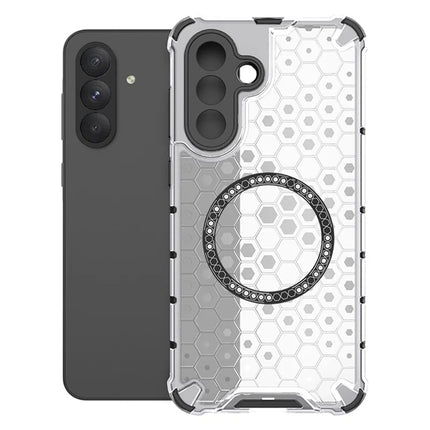 For Samsung Galaxy A26 5G Case Compatible with MagSafe Honeycomb Design TPU + PC Phone Cover - Transparent