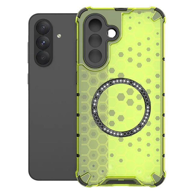For Samsung Galaxy A56 5G  /  A36 5G Case Compatible with MagSafe Honeycomb Design TPU + PC Phone Cover - Green