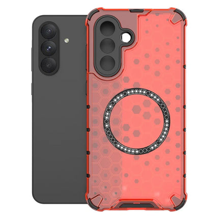 For Samsung Galaxy A56 5G  /  A36 5G Case Compatible with MagSafe Honeycomb Design TPU + PC Phone Cover - Red