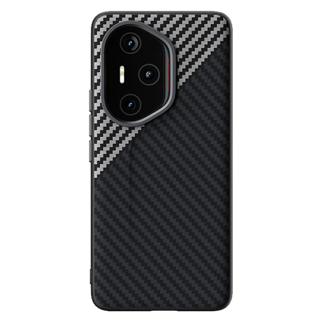 ABEEL For Honor 300 Pro Case Compatible with MagSafe Carbon Fiber Texture Back Cover - Black  /  Silver