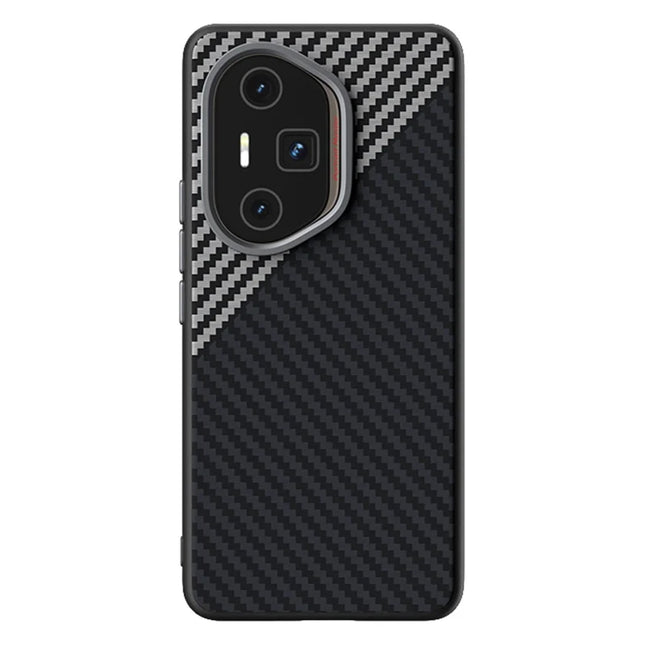ABEEL For Honor 300 Ultra Case Compatible with MagSafe Carbon Fiber Texture Back Cover - Black  /  Silver