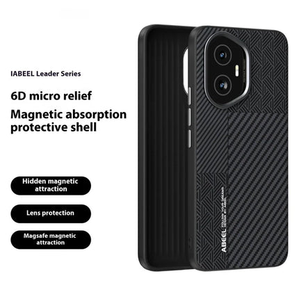 ABEEL For Honor 300 Case PC + TPU + Aluminum Alloy + PU Leather Phone Cover Compatible with MagSafe