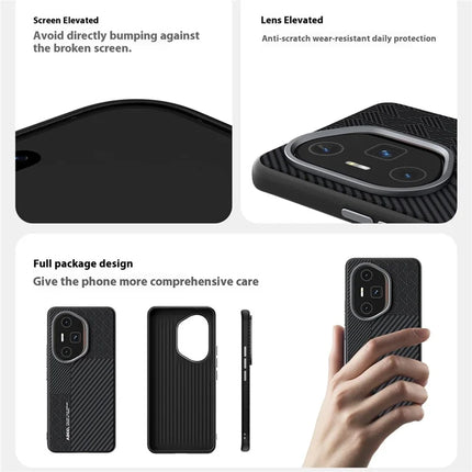 ABEEL For Honor 300 Case PC + TPU + Aluminum Alloy + PU Leather Phone Cover Compatible with MagSafe