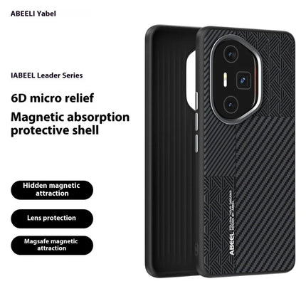 ABEEL For Honor 300 Ultra Case PC + TPU + Aluminum Alloy + PU Leather Phone Cover Compatible with MagSafe