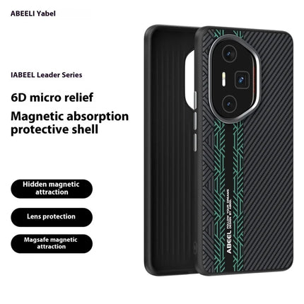 ABEEL For Honor 300 Ultra Case PC + TPU + Aluminum Alloy + PU Leather Phone Cover Compatible with MagSafe