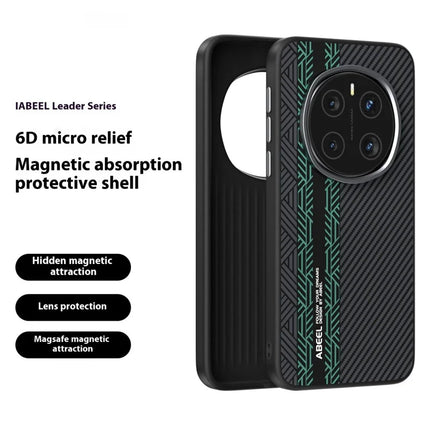 ABEEL For Honor Magic7 5G Case PC + TPU + Aluminum Alloy + PU Leather Phone Cover Compatible with MagSafe