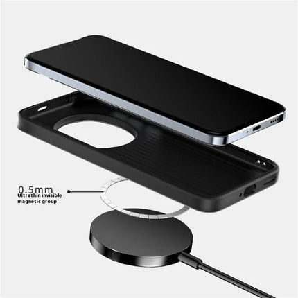 ABEEL For Honor Magic7 5G Case PC + TPU + Aluminum Alloy + PU Leather Phone Cover Compatible with MagSafe
