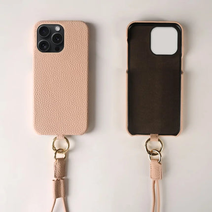 ShopCaseCart Slim Lightweight iPhone 15 Pro Protective cover with Lanyard Genuine Cow Leather PC Phone Back Guard