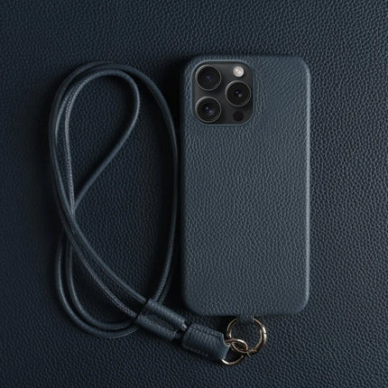 ShopCaseCart Slim Lightweight iPhone 15 Pro Protective cover with Lanyard Genuine Cow Leather PC Phone Back Guard