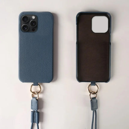ShopCaseCart Slim Lightweight iPhone 15 Pro Protective cover with Lanyard Genuine Cow Leather PC Phone Back Guard