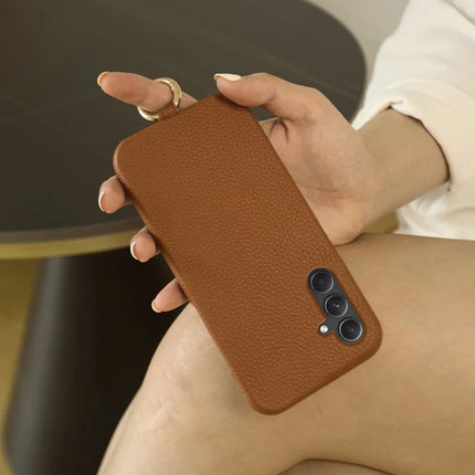 For Samsung Galaxy A54 5G Case with Lanyard Genuine Cow Leather PC Phone Back Cover