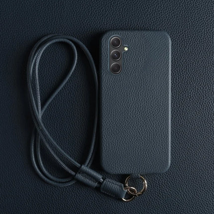 For Samsung Galaxy A54 5G Case with Lanyard Genuine Cow Leather PC Phone Back Cover