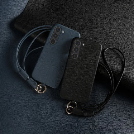 For Samsung Galaxy S23 Case with Lanyard Genuine Cow Leather PC Phone Back Cover