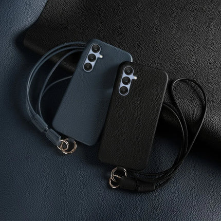 For Samsung Galaxy S23 FE Case with Lanyard Genuine Cow Leather PC Phone Back Cover