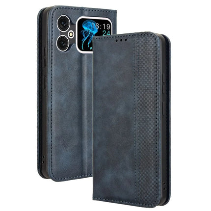 For Cubot A20 Leather Case Wallet Stand Retro Texture Phone Cover - Blue