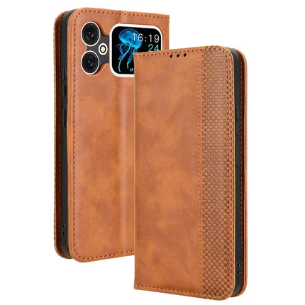 For Cubot A20 Leather Case Wallet Stand Retro Texture Phone Cover - Brown