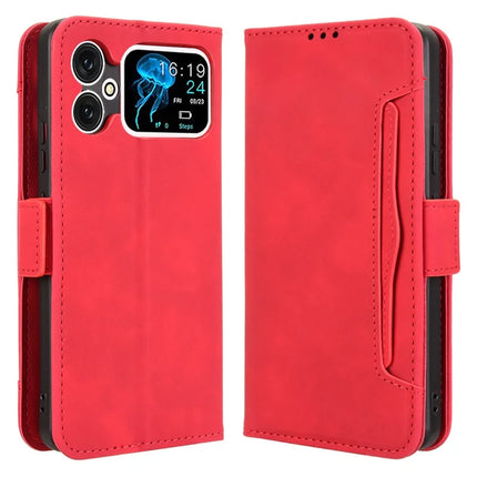 For Cubot A20 Leather Case Phone Wallet Cover with Multiple Card Slots - Red