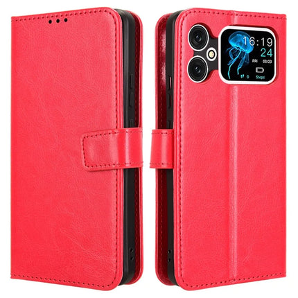 For Cubot A20 Case Crazy Horse Texture PU Leather Phone Wallet Cover - Red
