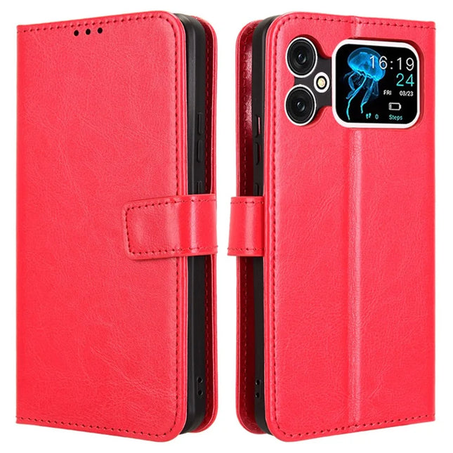 For Cubot A20 Case Crazy Horse Texture PU Leather Phone Wallet Cover - Red