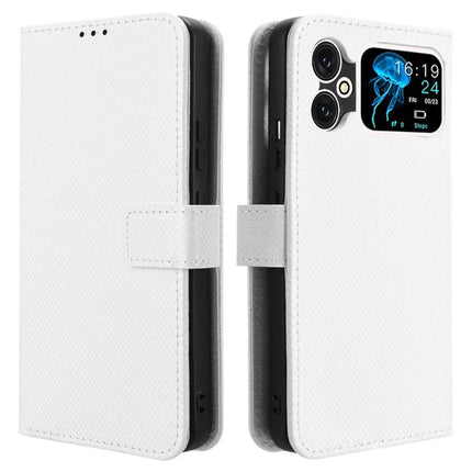 For Cubot A20 Case PU Leather Diamond Texture Wallet Phone Cover - White